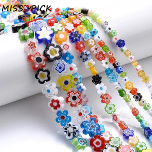 Frangipani Glass Beads Mixed Loose Spacer Beads For Jewelry Making