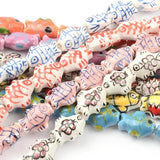 Hand Painted Fish Ceramic Beads 15x12mm