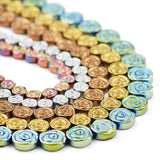 Hematite Rose Flower Beads Blue/Gold/Purple 10MM