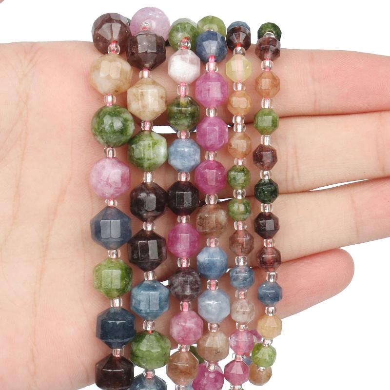 Olive Shape Tourmaline Beads 6 8 10mm Natural Faceted Loose Spacer Beads
