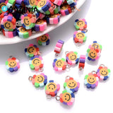 Smiley Sunflower Clay Beads for Jewelry Making DIY - 30/50/100 Pcs