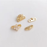 10mm 2-Hole CZ Paved Pearl Spacer Beads 14K Plated DIY Jewelry Making Supply