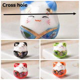 5pcs Fortune Cat 16x14mm Ceramic Beads for Jewelry Making