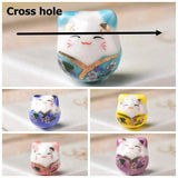 5pcs Fortune Cat 16x14mm Ceramic Beads for Jewelry Making