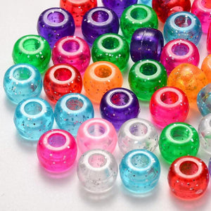 Colorful Big Hole Plastic Beads Rondelle Spacer Loose Beads