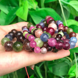 Faceted Colorful Tourmaline Round Loose Spacer Beads for Jewelry Making