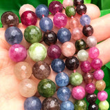 Faceted Colorful Tourmaline Round Loose Spacer Beads for Jewelry Making