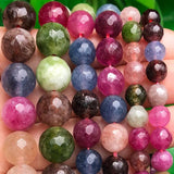 Faceted Colorful Tourmaline Round Loose Spacer Beads for Jewelry Making