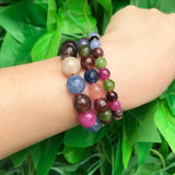 Faceted Colorful Tourmaline Round Loose Spacer Beads for Jewelry Making