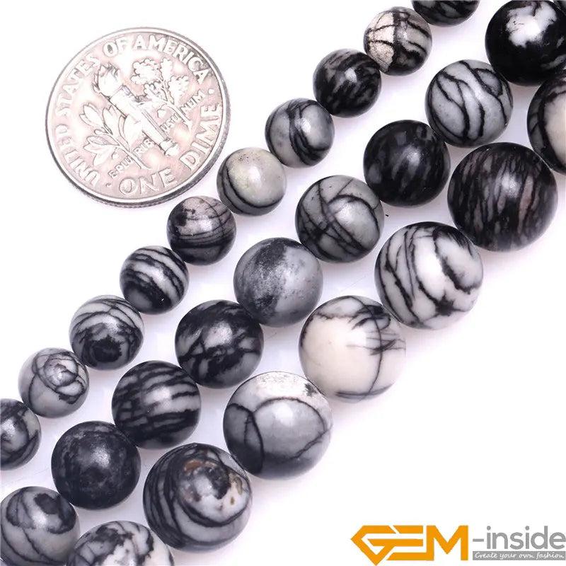 Natural Webbed Jaspers Round Beads 15 inch Strand for Jewelry Making