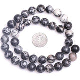 Natural Webbed Jaspers Round Beads 15 inch Strand for Jewelry Making