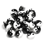 20pcs Ancient Style Tai Chi Gossip Ceramic Beads Flat Round Spacer Bracelet DIY
