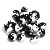 20pcs Ancient Style Tai Chi Gossip Ceramic Beads Flat Round Spacer Bracelet DIY