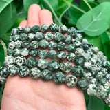Faceted Green Spot Jaspers Natural Stone Beads 15''inches