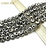Natural Dzi Agate Evil Eye Loose Stone Beads for DIY Jewelry Making 15''