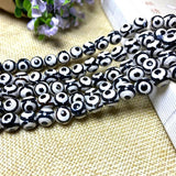 Natural Dzi Agate Evil Eye Loose Stone Beads for DIY Jewelry Making 15''