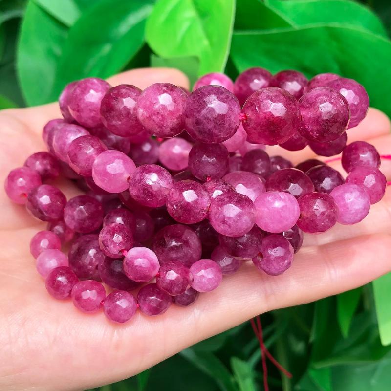 Faceted Strawberry Quartz Beads Round Gem Spacer Beads 15''