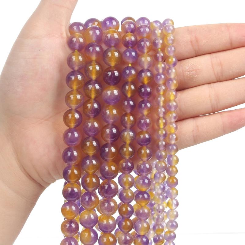 Natural Stone Beads Ametrine Round Loose Beads 4-10 MM