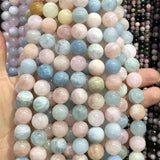 Colorful Morganite Stone Beads Round Loose Beads 15'' 4/6/8/10/12mm