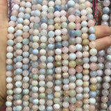 Colorful Morganite Stone Beads Round Loose Beads 15'' 4/6/8/10/12mm