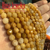 Natural Faceted Yellow Topaz Loose Beads for Jewelry Making DIY Bracelet 15''
