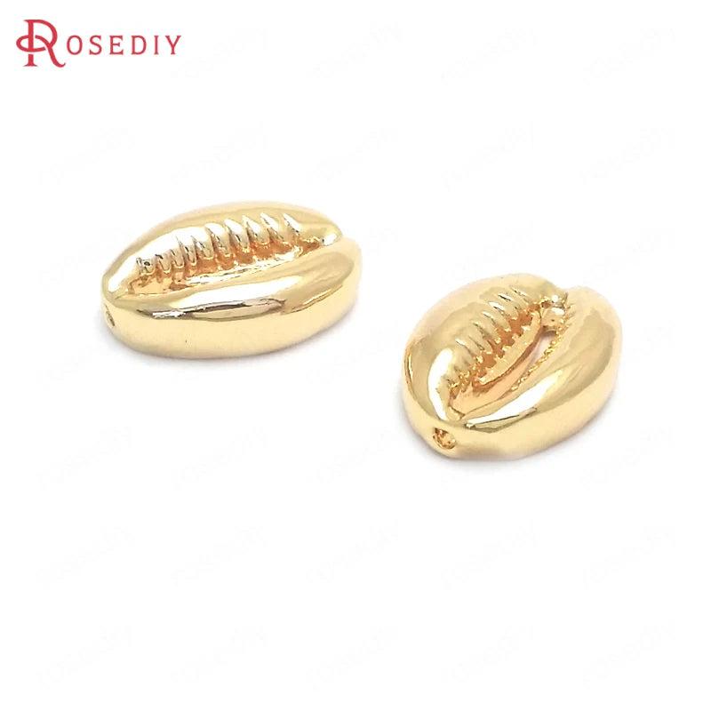 6PCS 10.5x15MM Brass Conch Spacer Beads DIY Jewelry Findings