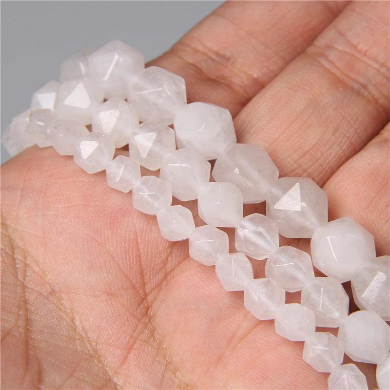 6 8 10MM Natural Jade Gemstone Faceted Spacers Loose Beads DIY Bracelet
