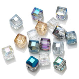 8 10 12mm Faceted Glass Square Big Hole Crystal Cube Spacer Beads