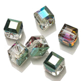8 10 12mm Faceted Glass Square Big Hole Crystal Cube Spacer Beads