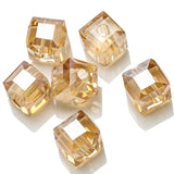8 10 12mm Faceted Glass Square Big Hole Crystal Cube Spacer Beads