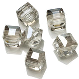 8 10 12mm Faceted Glass Square Big Hole Crystal Cube Spacer Beads