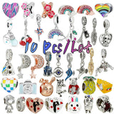 Peach Heart Charm Beads Forever Home Charm Bracelet DIY Women's Jewelry