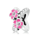 Peach Heart Charm Beads Forever Home Charm Bracelet DIY Women's Jewelry
