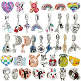 Peach Heart Charm Beads Forever Home Charm Bracelet DIY Women's Jewelry