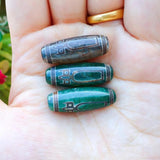 30mm Grey Green Stone Tibetan Dzi Agates Beads Buddha Jewelry Reiki Healing