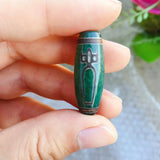 30mm Grey Green Stone Tibetan Dzi Agates Beads Buddha Jewelry Reiki Healing