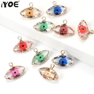5pcs/Lot Evil Eye Charms Multicolor Rhinestone Charms For Necklace Pendant