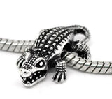 Silver Crocodile Charm Beads for European Charm Bracelets 25x16mm