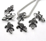 Silver Crocodile Charm Beads for European Charm Bracelets 25x16mm