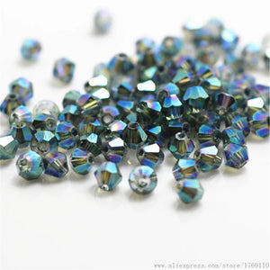Clear Green 3mm Bicone Crystal Beads Glass Beads DIY Jewelry Making