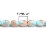 Orange Colorful Pattern Glass Beads Oval 11mm Faceted 1 Strand