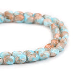 Orange Colorful Pattern Glass Beads Oval 11mm Faceted 1 Strand