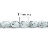 Orange Colorful Pattern Glass Beads Oval 11mm Faceted 1 Strand