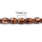 Orange Colorful Pattern Glass Beads Oval 11mm Faceted 1 Strand