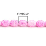 Orange Colorful Pattern Glass Beads Oval 11mm Faceted 1 Strand