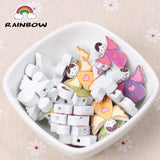 Natural Angel Painted Wooden Spacer Beads 20mm 100pcs