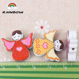 Natural Angel Painted Wooden Spacer Beads 20mm 100pcs