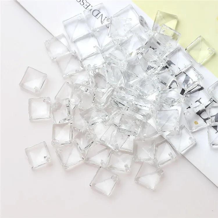 50pcs 8mm Crystal Loose Beads Faceted Glass Square Beads for Jewelry Making