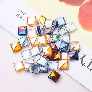50pcs 8mm Crystal Loose Beads Faceted Glass Square Beads for Jewelry Making