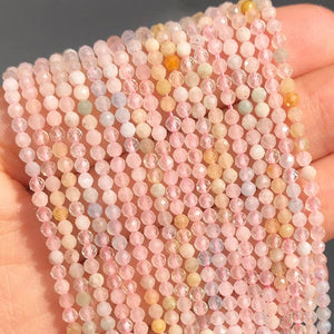 2mm Faceted Morganite Beads Natural Round Spacer for DIY Jewelry